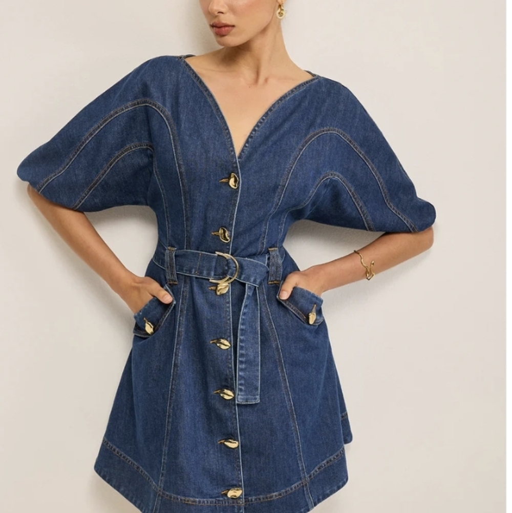 Commense Denium Dress Blue with Belt S NWT